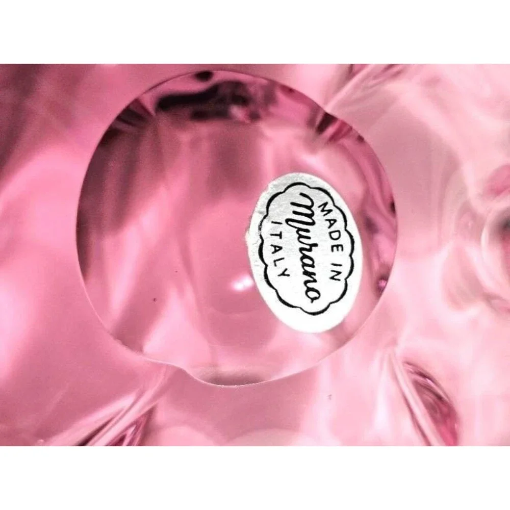 Murano Glass Pink Bowl Alfredo Barbini Flower Shaped vase/Italy